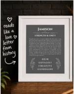 Jamison name origin print with meaning and traits
