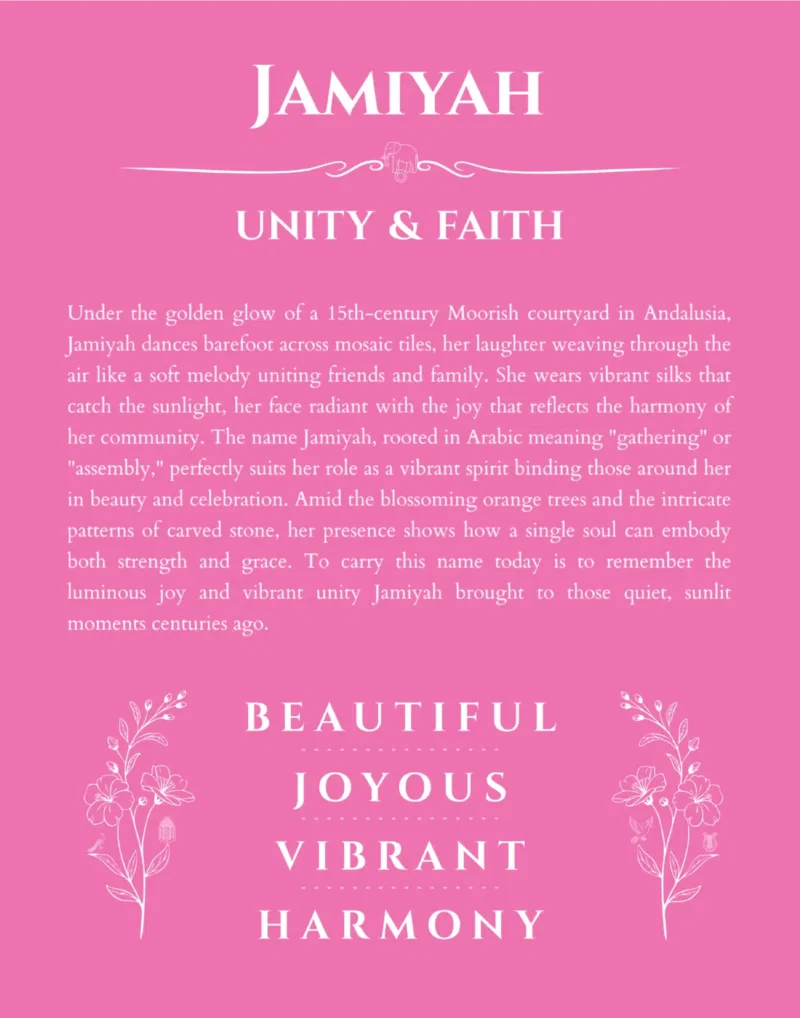 Jamiyah personalized wall art with the story of your name in pink