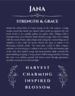 Jana custom name art showing meaning and origin in navy blue