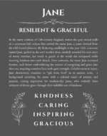 Jane custom name print for wall display in gray