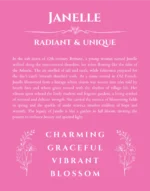 Janelle personalized name meaning print in pink