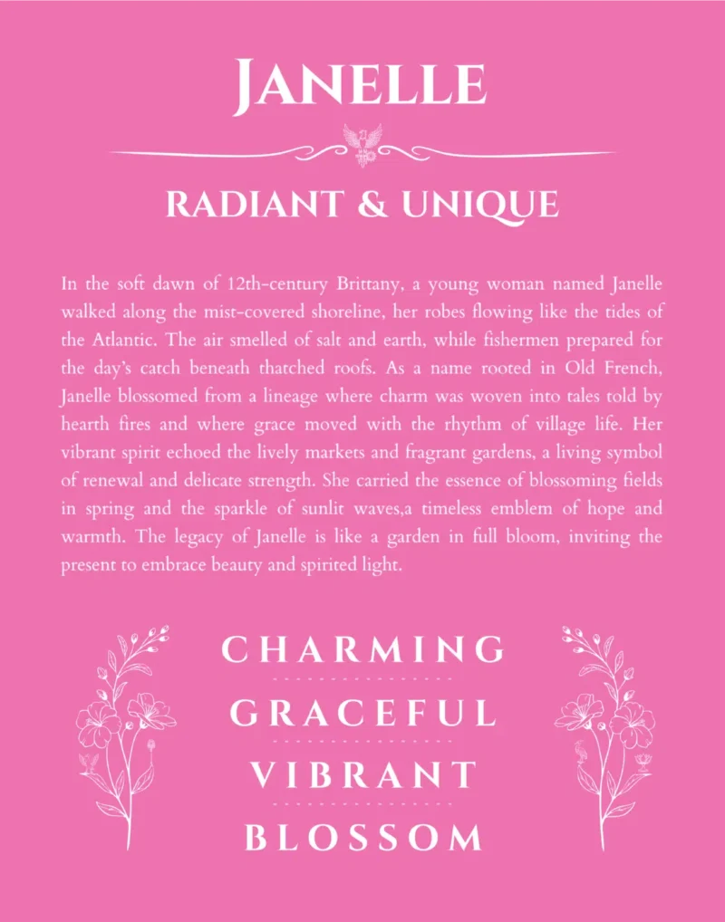 Janelle personalized name meaning print in pink