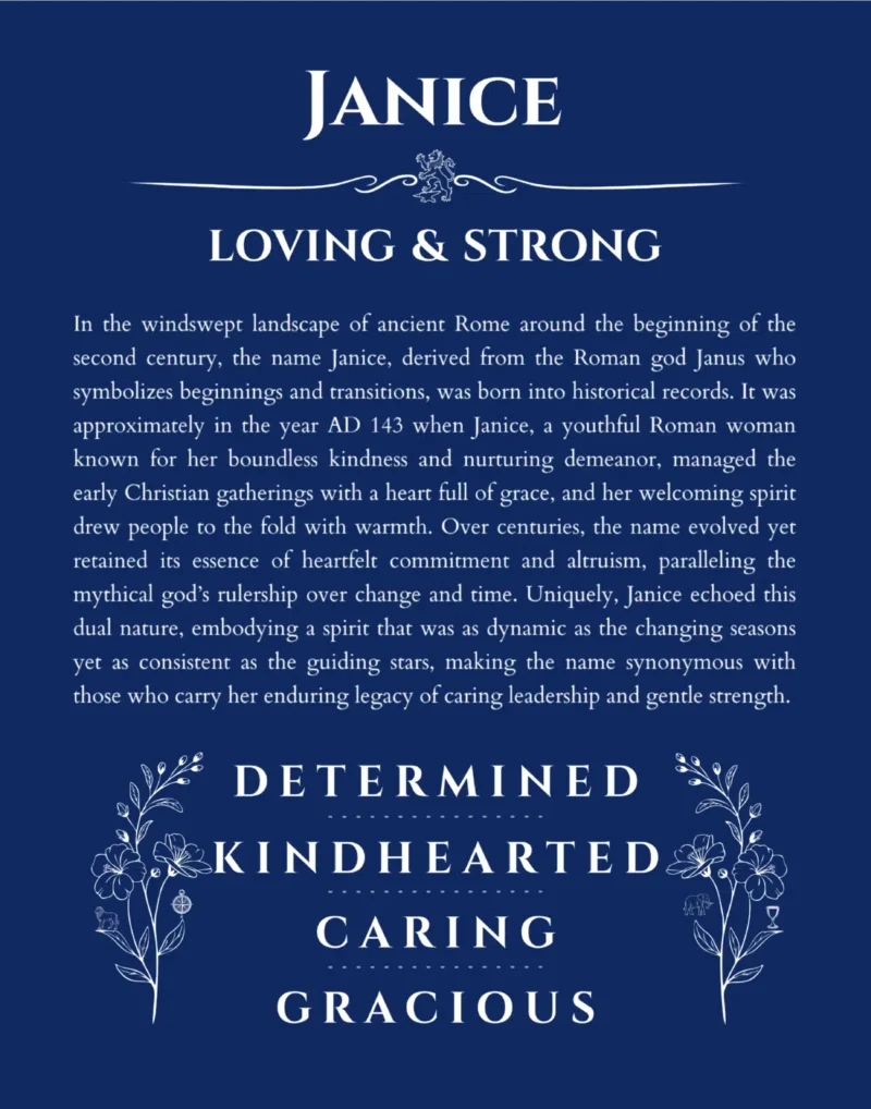 Janice personalized name meaning print in deep blue