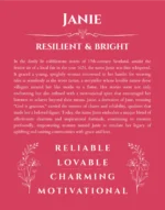 Janie custom name meaning print in red
