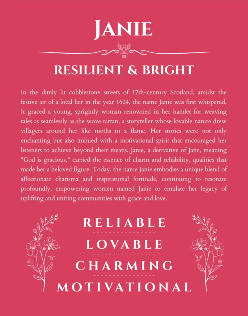 Janie custom name meaning print in red