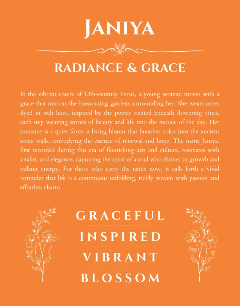Janiya custom name print for wall display in orange