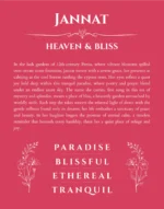 Jannat name origin print with meaning and traits in red