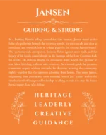 Jansen personalized wall art with the story of your name in orange