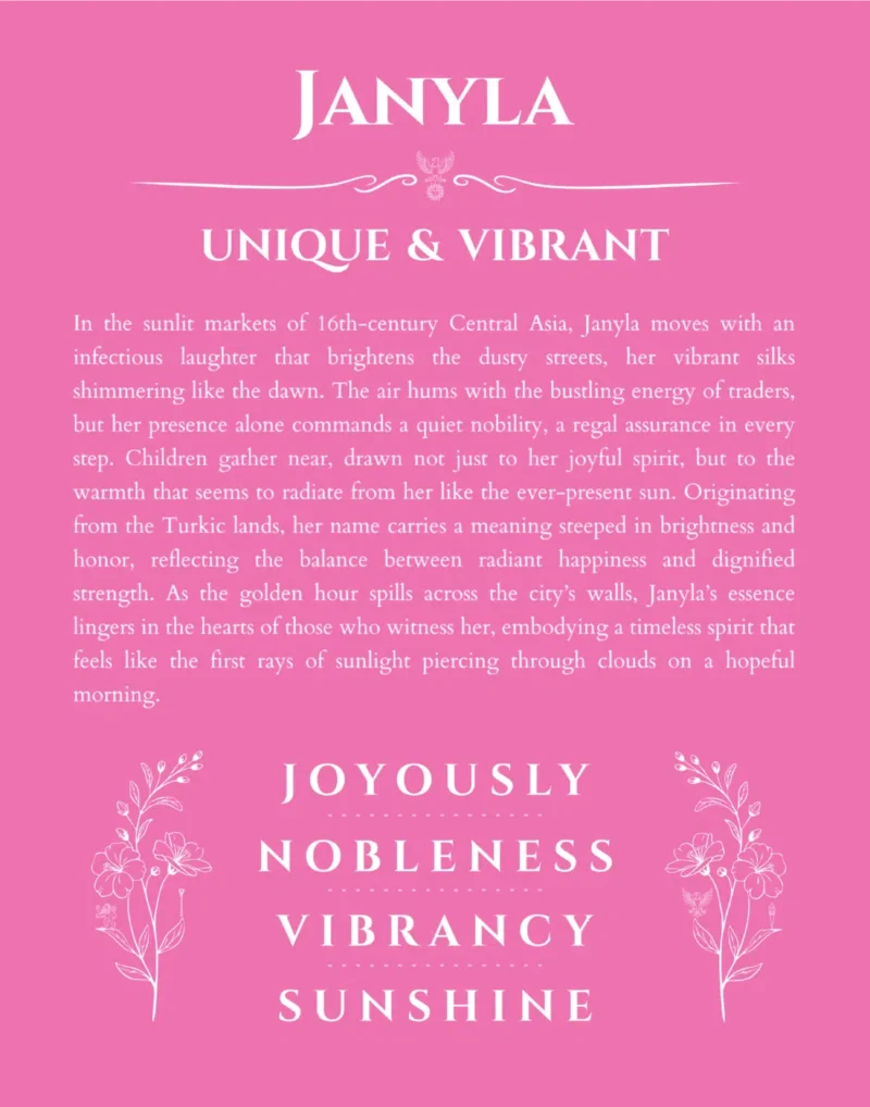 Janyla name meaning gift print in pink