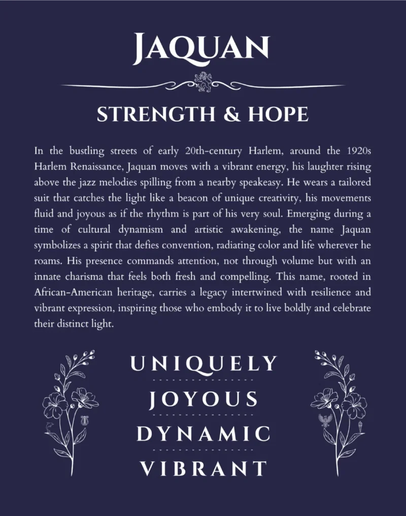 Jaquan name meaning wall art by Get Your Story in navy blue