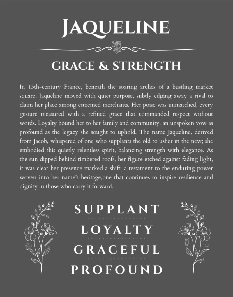 Jaqueline name meaning wall art by Get Your Story in gray