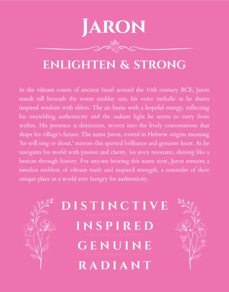 Jaron custom name print for wall display in pink