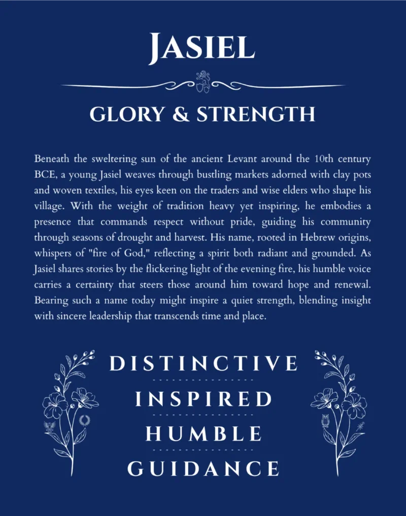 Jasiel name meaning wall art by Get Your Story in deep blue