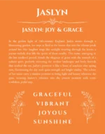 Jaslyn custom name print for wall display in orange