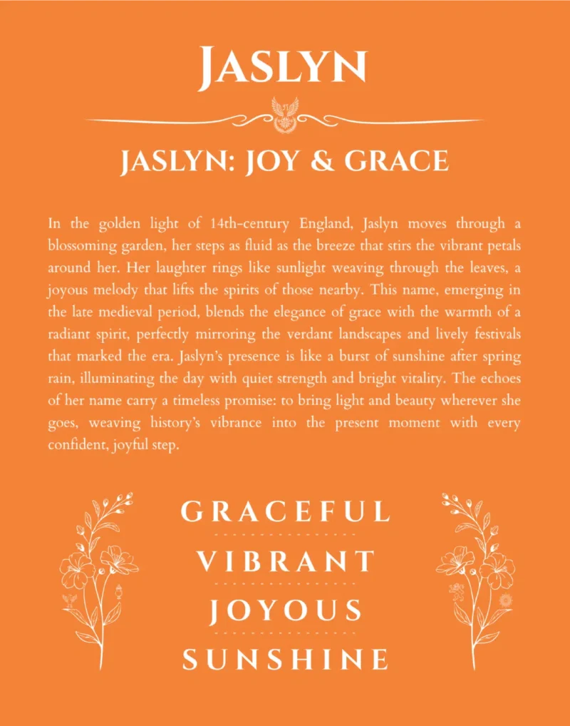 Jaslyn custom name print for wall display in orange