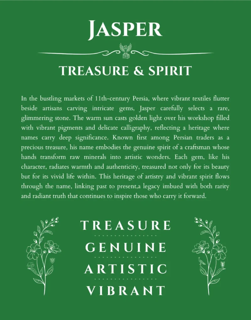 Jasper custom name meaning print in dark green