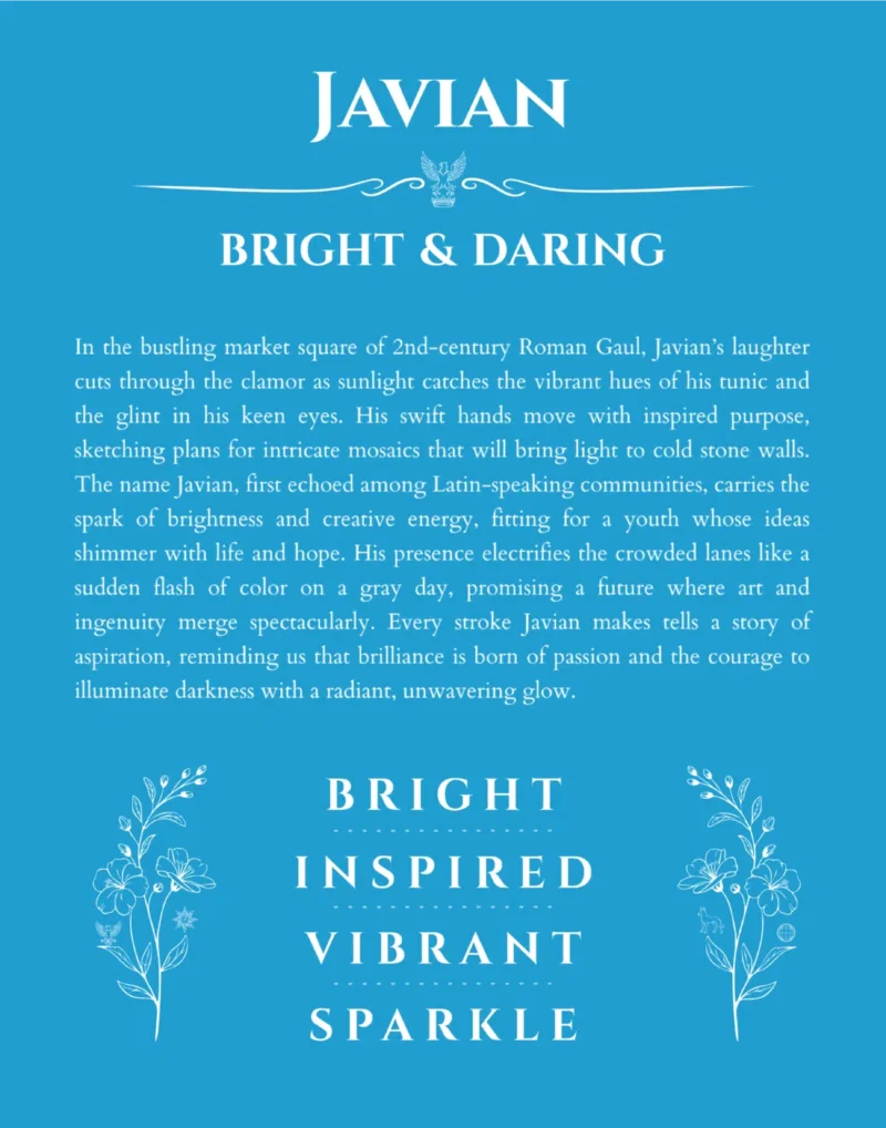 Javian personalized name meaning print in blue