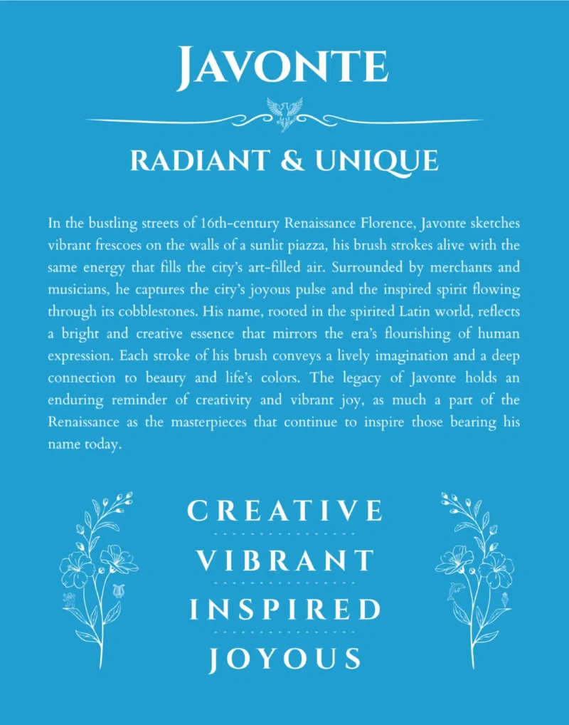 Javonte name meaning gift print in blue
