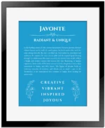 Javonte name meaning gift print in blue with black matte frame