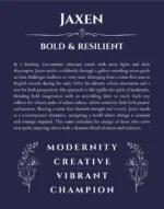 Jaxen personalized name art with origin story in navy blue