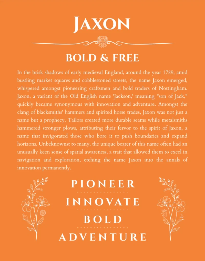 Jaxon personalized wall art with the story of your name in orange