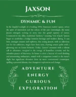 Jaxson name meaning wall art by Get Your Story in dark green