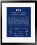 Jaxx custom name print for wall display in deep blue with black matte frame