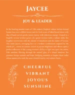 Jaycee personalized wall art with the story of your name in orange