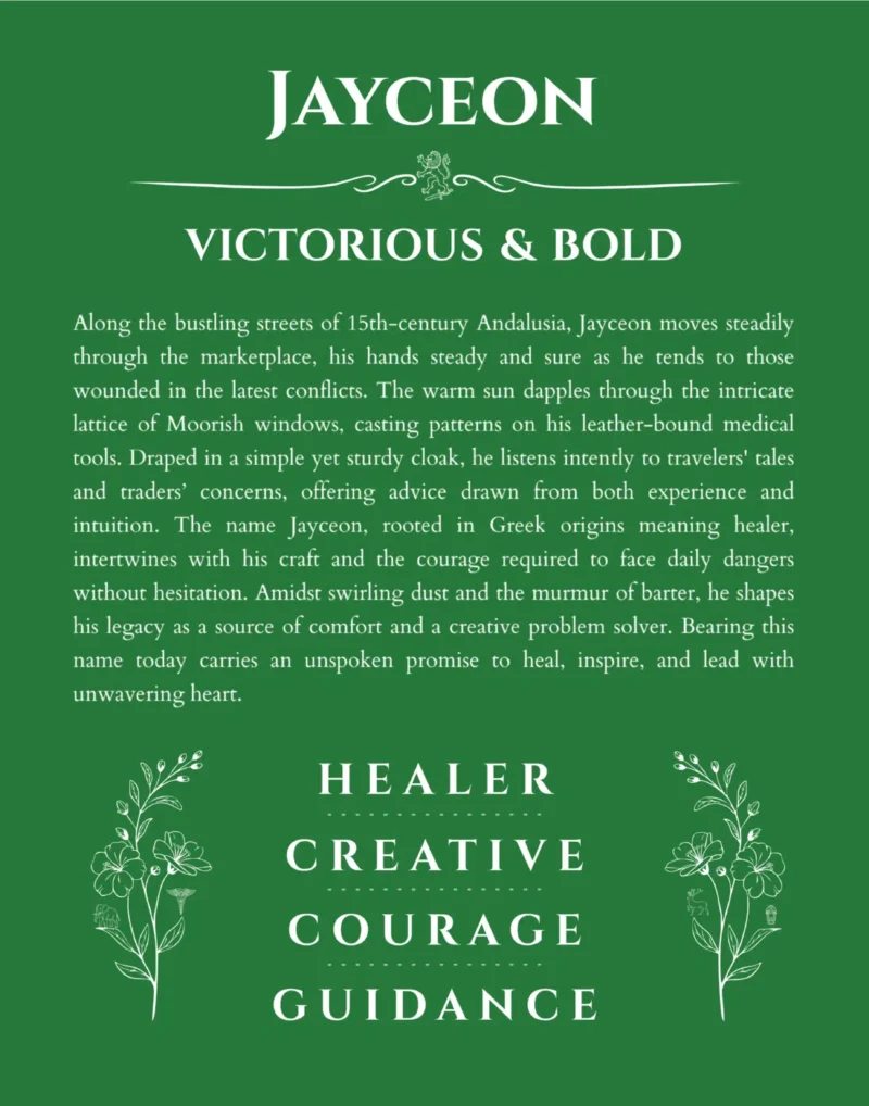 Jayceon custom name print for wall display in dark green