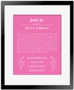 Jaycie custom name print for wall display in pink with black matte frame
