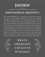 Jayden personalized name art with origin story in gray
