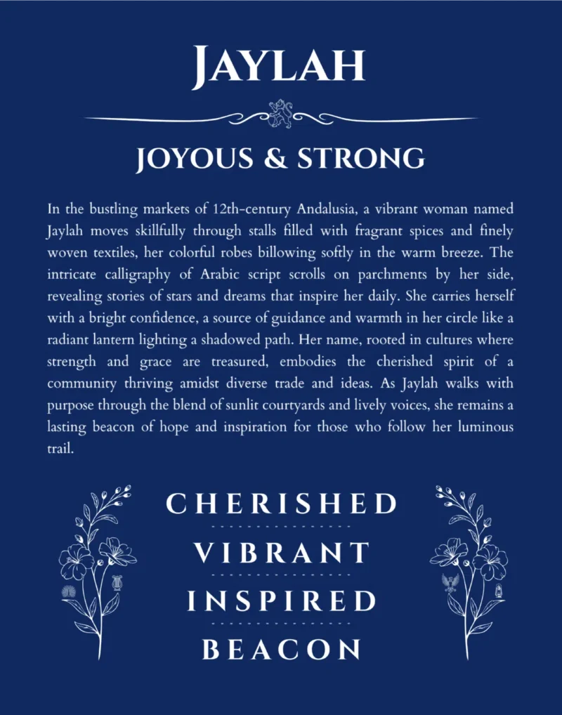 Jaylah custom name print for wall display in deep blue