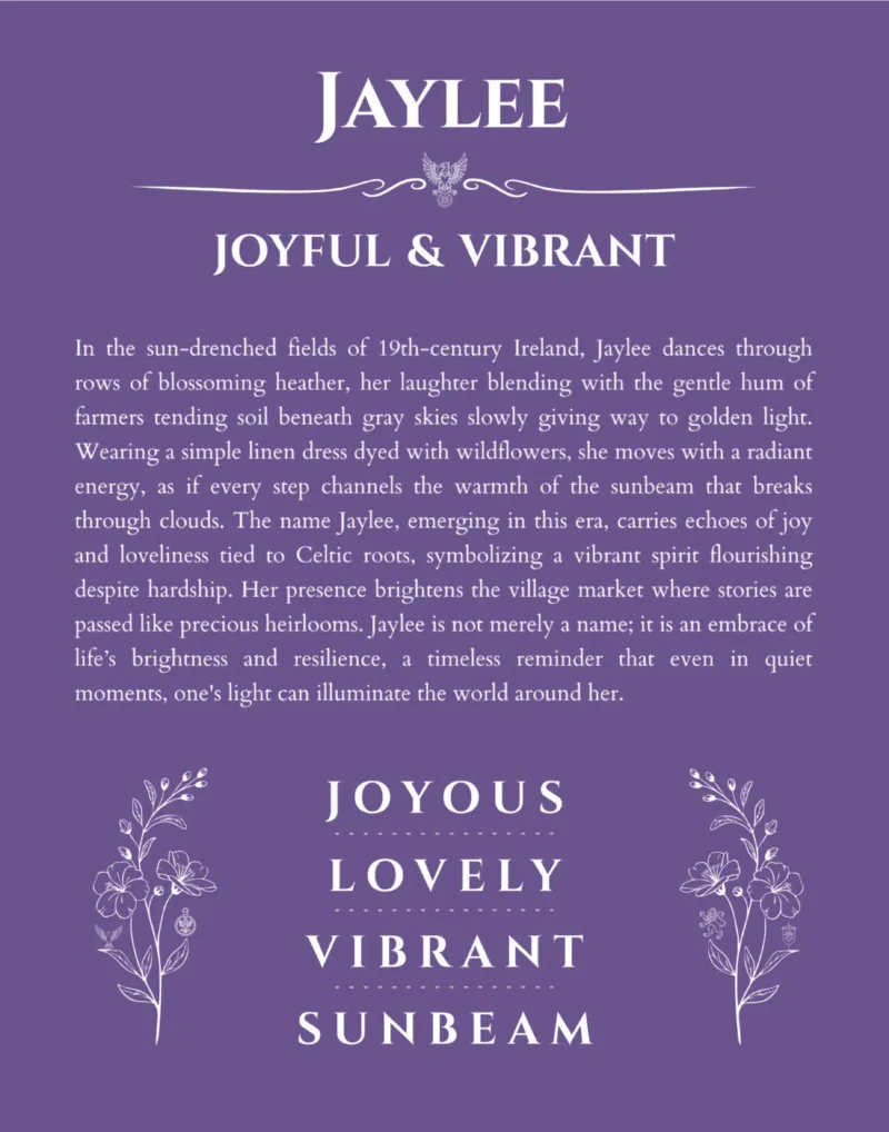 Jaylee name meaning wall art by Get Your Story in purple