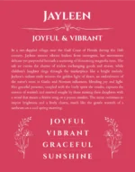 Jayleen personalized wall art with the story of your name in red