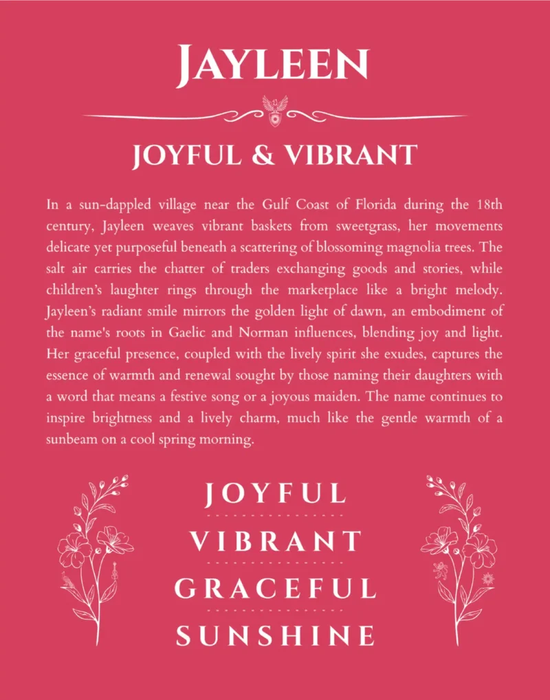Jayleen personalized wall art with the story of your name in red