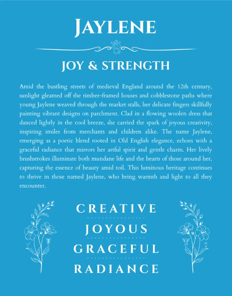 Jaylene custom name print for wall display in blue
