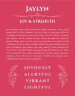 Jaylyn custom name art showing meaning and origin in red
