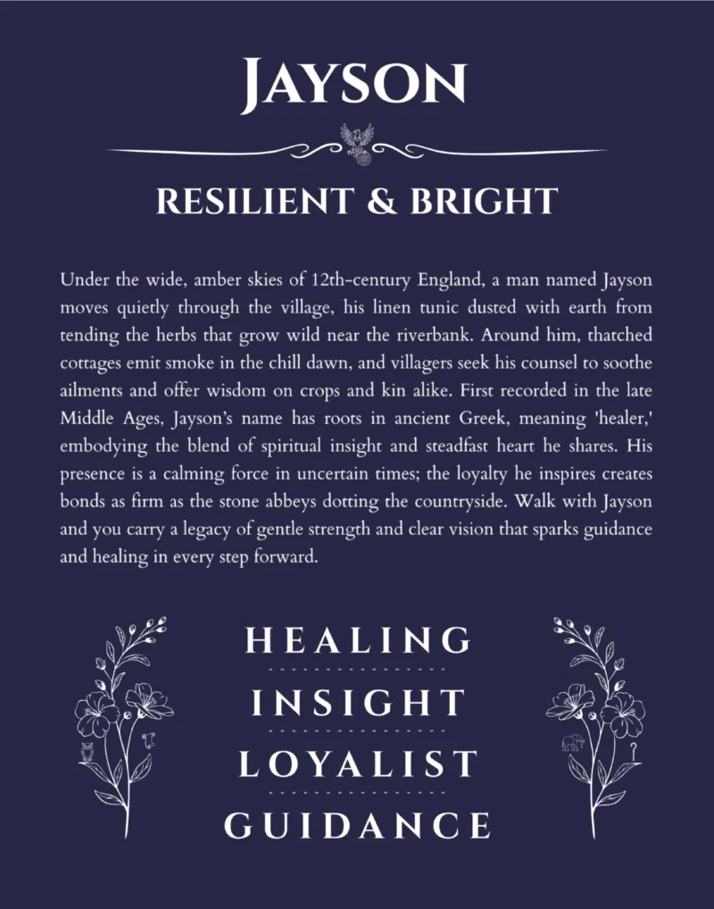 Jayson personalized name meaning print in navy blue