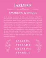 Jazlynn name meaning wall art by Get Your Story in pink