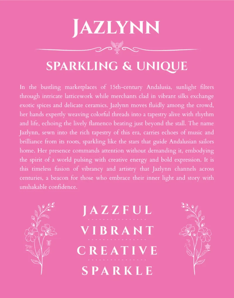 Jazlynn name meaning wall art by Get Your Story in pink