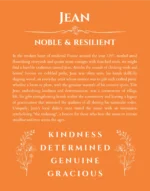 Jean personalized name print with origin and traits in orange