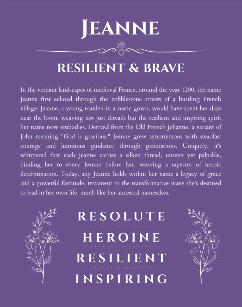 Jeanne custom name print for wall display in purple