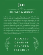 Jed personalized name meaning print in dark green