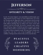 Jefferson custom name art showing meaning and origin in navy blue