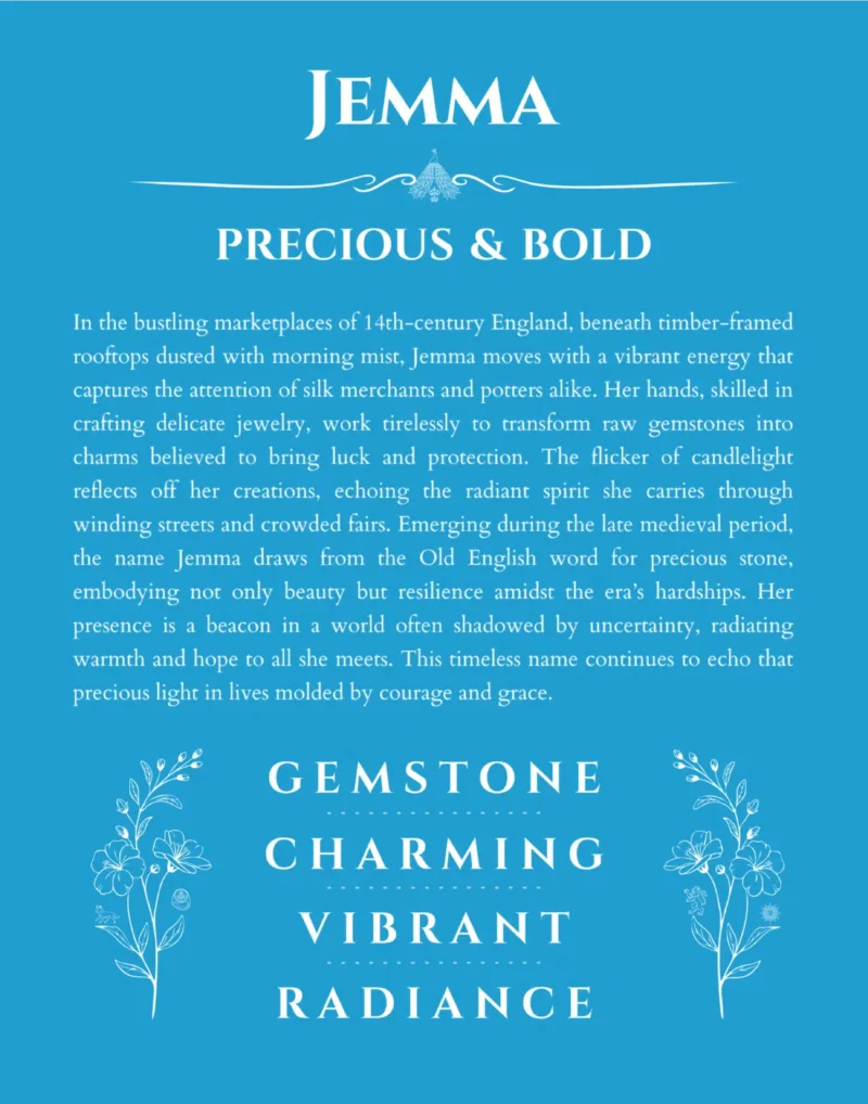 Jemma custom name meaning print in blue