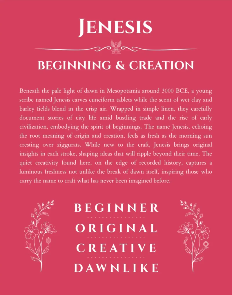 Jenesis custom name print for wall display in red