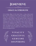 Jenevieve personalized wall art with the story of your name in purple
