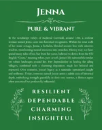 Jenna custom name art showing meaning and origin in dark green