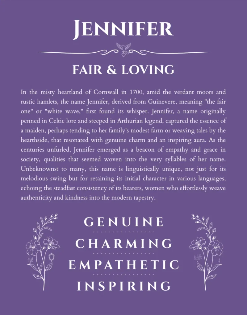 Jennifer name meaning gift print in purple