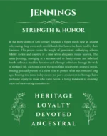 Jennings custom name meaning print in dark green